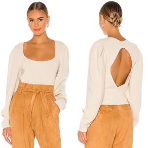 New FREE PEOPLE Saffron Ribbed Open Back
Sweater Top in Oatmeal Size S.